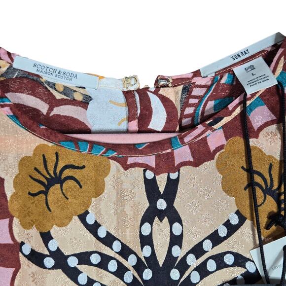 Scotch & Soda Sun Ray Dress Womens Medium Long Sleeve Printed Fit Flare - Picture 4 of 12